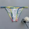 thumbnail image 2 of khonts,Men's Mesh Soft Breathable Low Waist Thong Rainbow Drawstring Sexy Briefs White XL, 2 of 3