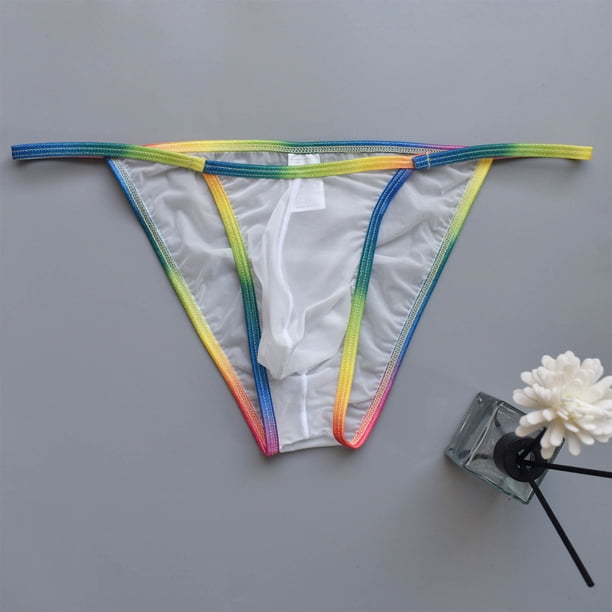 Calzones Para Hombre, Calzoncillos Suaves De Cintura Alta, Tipo Triángulo, Estilo Hipster, Transparentes, De Arcoíris.