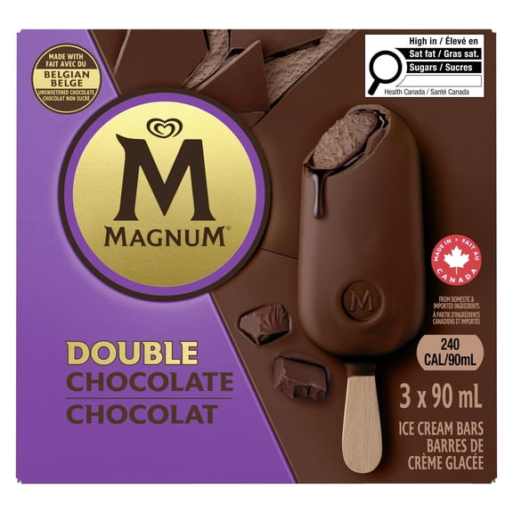Barre de crème glacée Magnum Double Chocolat 3 x 90 mL