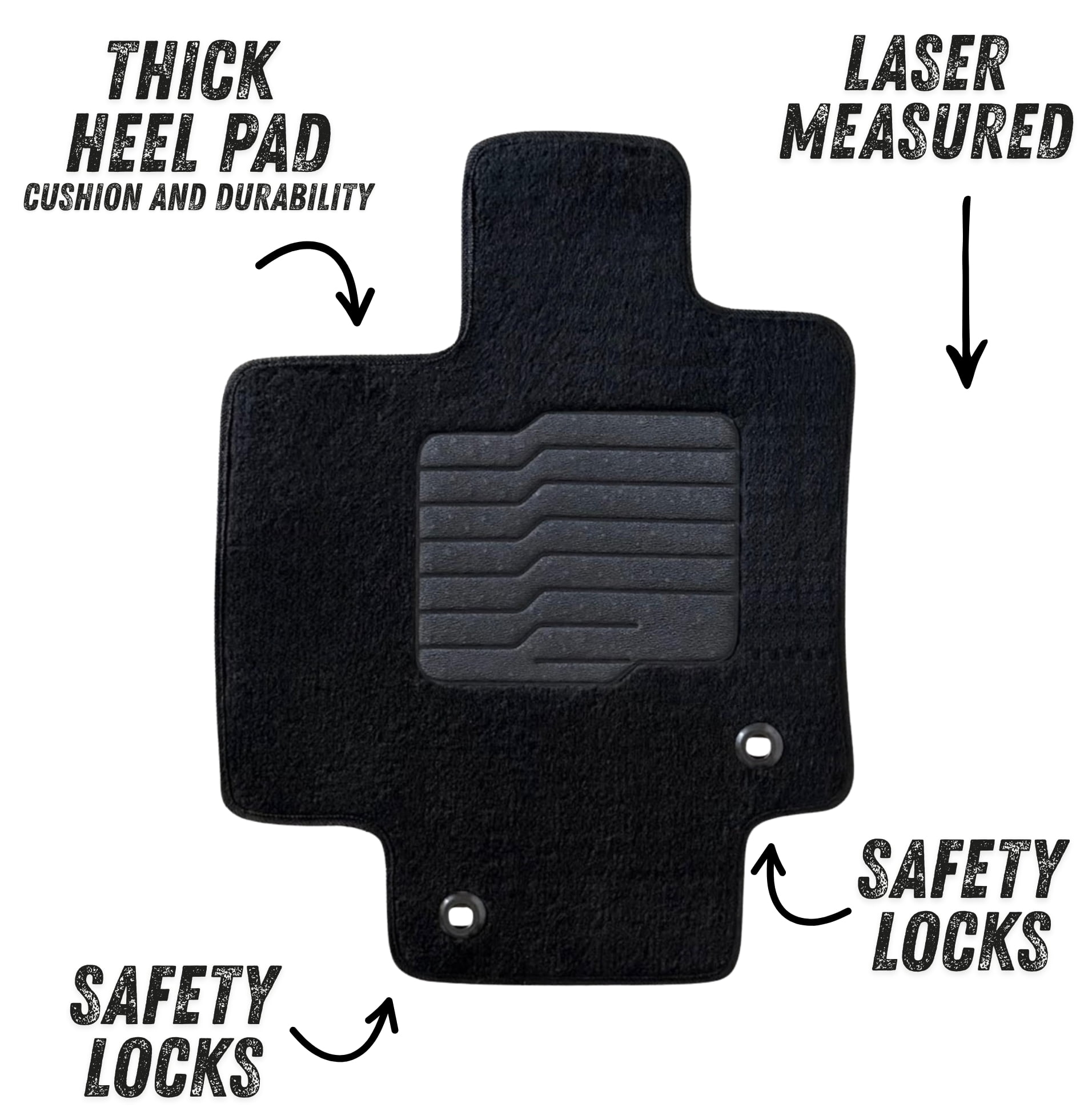 Carpet Floor Mats for 2020 to 2026 Toyota Highlander with Driver Heel Pad and Safety Locks, Full Set (2nd Row Bench or Bucket seats), Black