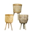 thumbnail image 4 of pitrice Hand Woven Rattan Flower Pot Wood Stand DIY Storage Basket Handcrafted Rustic Balcony Plant Planters Garden Ornaments pull flower pattern S, 4 of 9
