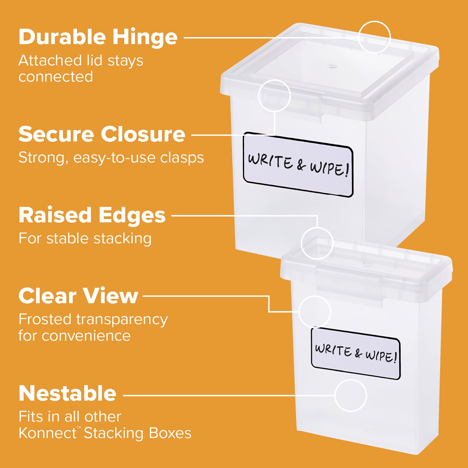 Bostitch Konnect, Nest Box, Small, Medium & Large Containers, Plastic, Stackable, Bundle, Clear, 7 Count