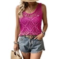 thumbnail image 2 of DHFJKG Crochet Tank Tops For Women Sleeveless Casual Knit Hollow Out Solid Color Scoop Neck Shirt Summer Beach Vacation Clothes Comfy Top, 2 of 5
