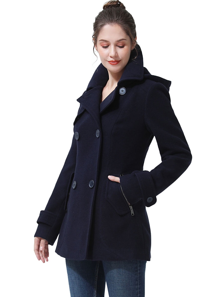 petite hooded peacoat