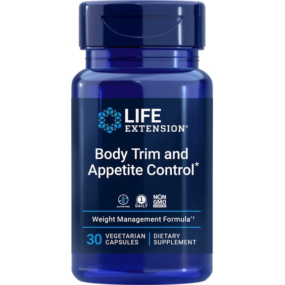 Life Extension Body Trim and Appetite Control, lemon verbena, hibiscus, healthy weight, promotes satiety, weight management, gluten free, non-GMO, 1-daily, vegetarian, 30 capsules