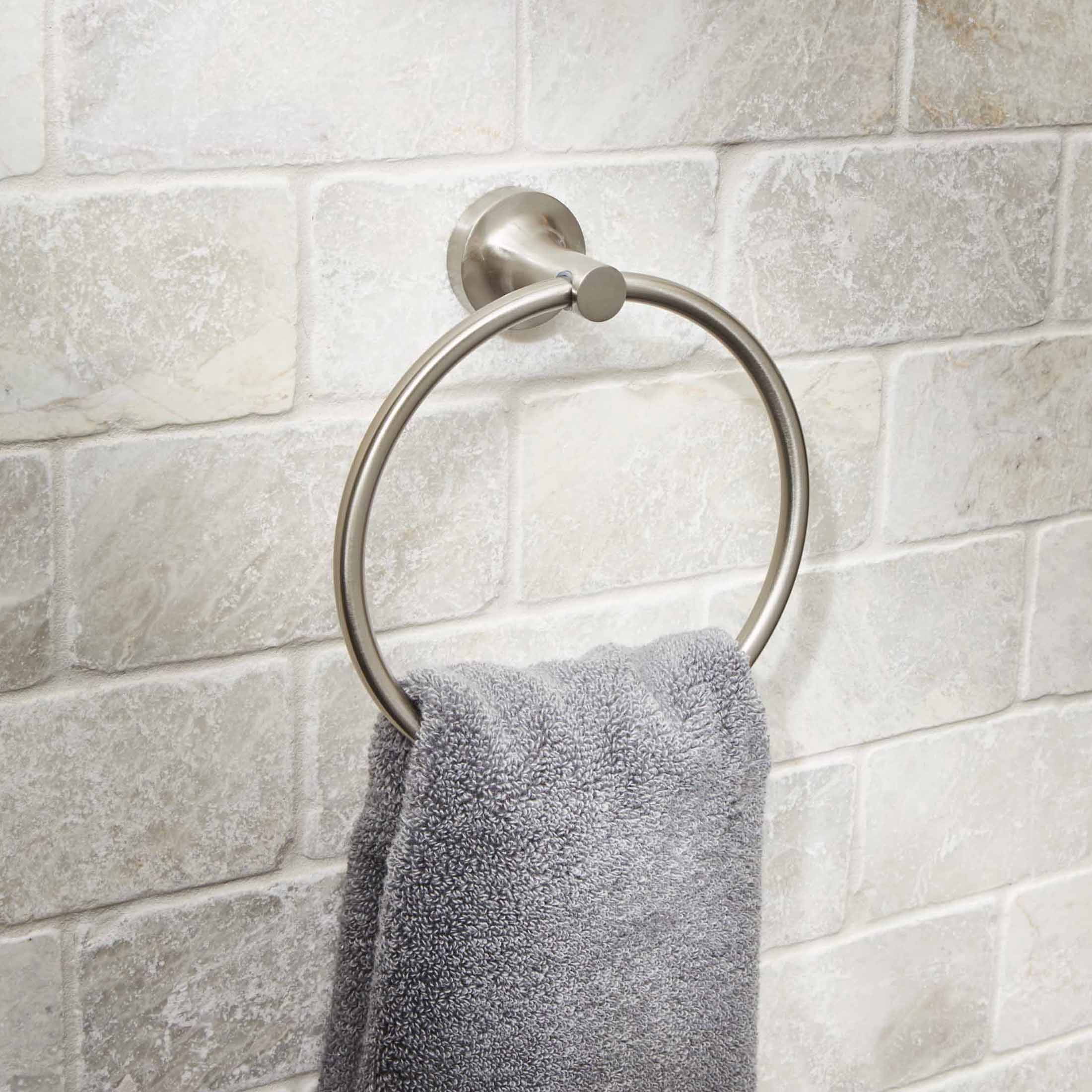 (2 pack) Better Homes & Gardens Clean Modern Style Wall Mount Towel Ring Satin Nickel