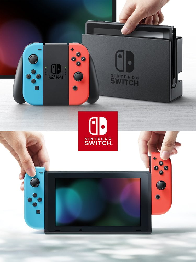 New Nintendo Switch Neon Red/Blue Joy-Con Improved Battery Life Console Bundle with Animal Crossing: New Horizons NS Game Disc - 2020 Best Game!