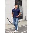 thumbnail image 3 of COOFANDY Men's Ribbed Polo Shirts Short Sleeve V Neck Slim Fit Polo T-Shirt Casual Summer Collared Golf Shirt, 3 of 6
