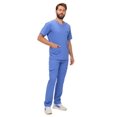 thumbnail image 3 of M&M SCRUBS Men's Scrub Set – Stretch V-Neck Multi-Pocket Mens Medical Uniform Scrubs Top & Cargo Pants (Ceil Blue, Small), 3 of 7