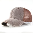 thumbnail image 6 of Women's Distressed Trucker Hat, Classic Mesh Back Adjustable Baseball Cap, Casual Retro Sun Hat for Outdoor Daily Wear, Street Style and Summer Fashion-Coffee, 6 of 6