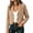 Khaki, variant on Womens Cropped Blazer Long Sleeve Button Front Casual Work Jacket Pink Notch Lapel Business Coat,Size XXS