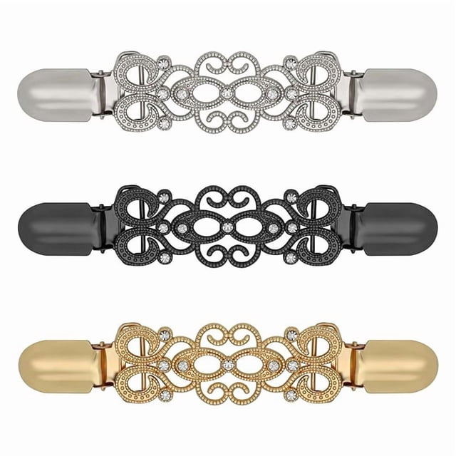 Clips de Ropa Decorativos con Pedrería, Juego de 3 Piezas