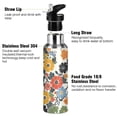 thumbnail image 3 of Yayeee 20oz Insulated Water Bottle Double Wall Stainless Steel with Flip Straw Lid, Black Flowers Pattern, 3 of 7