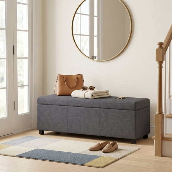 Simpli Home Avalon 54W XL Storage Ottoman Bench