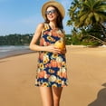 thumbnail image 3 of Pofeuu fall Pumpkin Daisy Print Women's Sleeveless Dress, Loose Fit Summer Dress, Casual Tank Dress for Women, 3 of 7