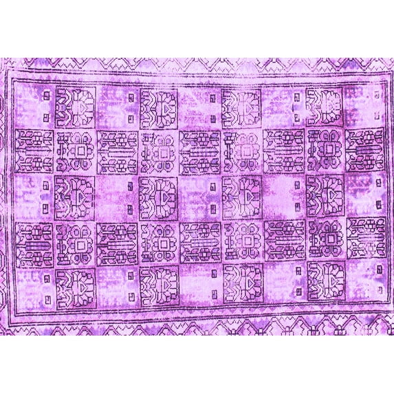 Ahgly Company Indoor Rectangle Abstract Purple Modern Area Rugs, 2' x 4'