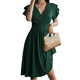 thumbnail image 2 of Vestido Midi de Verano 2025, Escote en V, para Invitadas de Boda, Cóctel, Corte A, Entallado y Acampanado Verde XL, 2 of 7