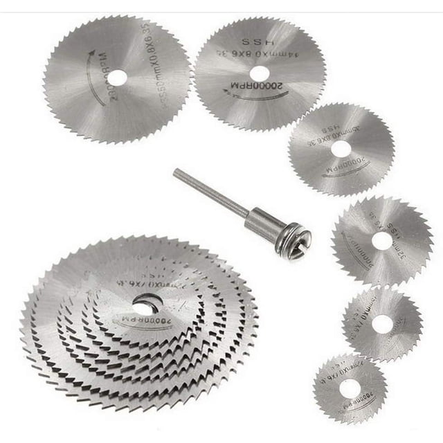 Vástago de 1/8" para cortar madera, discos circulares con vástago de extensión, compatible con herramientas rotativas Juego de 7 hojas de sierra rotativa HSS