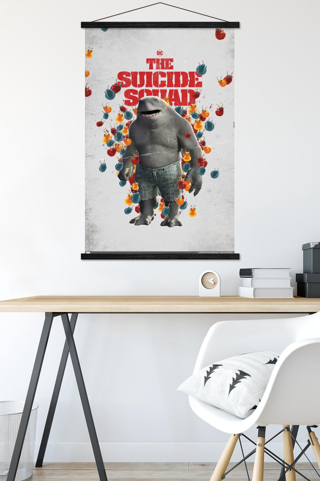 DC Comics Movie The Suicide Squad - King Shark One Sheet Wall Poster with Wooden Magnetic Frame, 22.375" x 34"