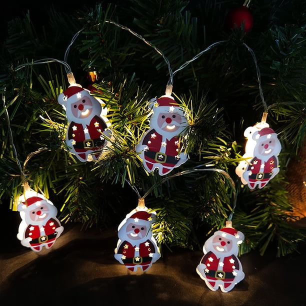 Guirnalda de Luces navideñas Xihbxyly campanas Muñeco de nieve Bastón de Papá noel led