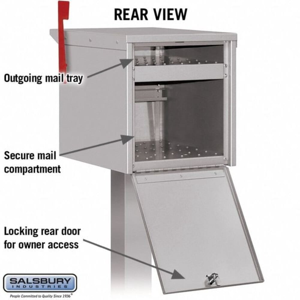 Mailbox, Gray, Powder Coated, 1 Doors, Pedestal, Aluminum 4325SLV