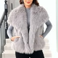 thumbnail image 2 of Miluxas Womens Winter Coats Trendy Sleeveless Plush Jackets Solid Color Lapel Warm Fall Outwear Gray XXL(XXL), 2 of 4