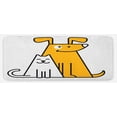 thumbnail image 1 of Cartoon Kitchen Mat, Cats and Dogs Human Best Friends Forever Room Art Print, Plush Decorative Kitchen Mat with Non Slip Backing, 47" X 19", Black White and Apricot, by Ambesonne, 1 of 1