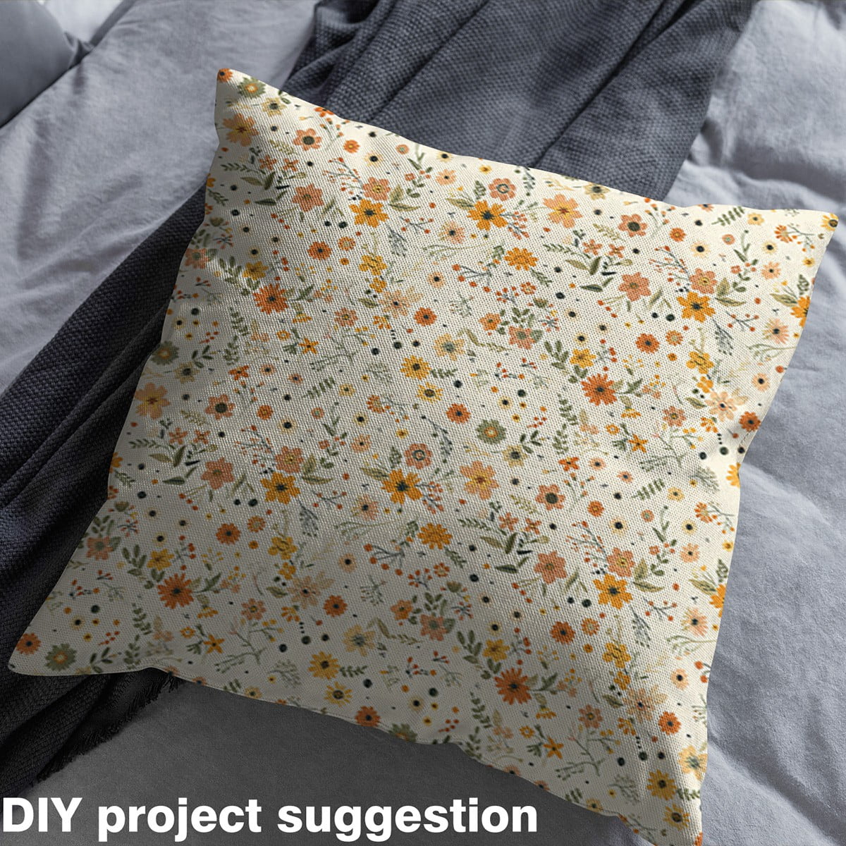 Feelyou Retro French Flower Fabric by the Yard 5 Yards, Orange Floral Room Decor Fabric by the Yard, Teens Western Countryside Fabric for Sewing, Luxury Bedroom Decor