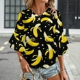 thumbnail image 3 of Banana Women's V-Neck Blouse With 3/4 Ruffled Bell Sleeves Casual Top Ladies Blouses, 3 of 7