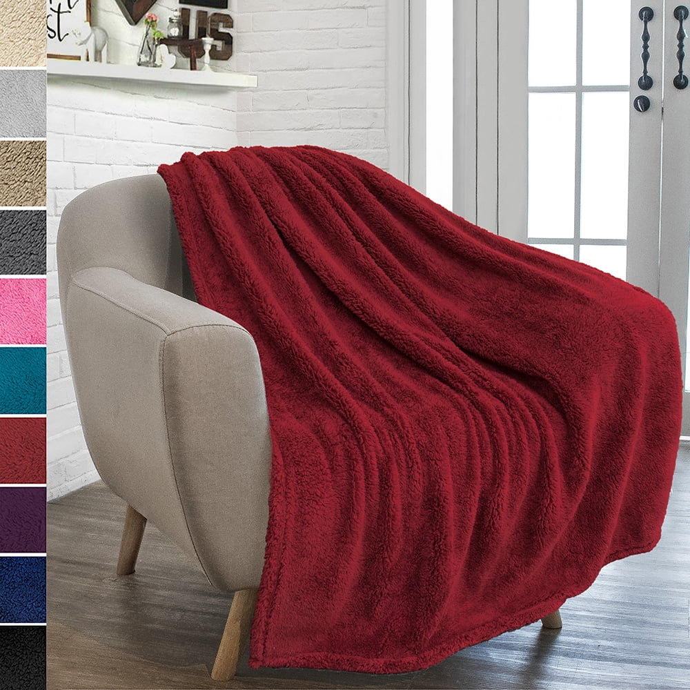 Pavilia Plush Sherpa Throw Blanket For Couch Sofa Fluffy Microfiber Fleece Soft Fuzzy Cozy Lightweight Solid 50 X 60 Inches