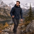 thumbnail image 2 of Youthup Men's Packable Hooded Long Coat - 3D Tailored Loose Fit Outdoor Commuter Jacket with Multiple Pockets, 2 of 12