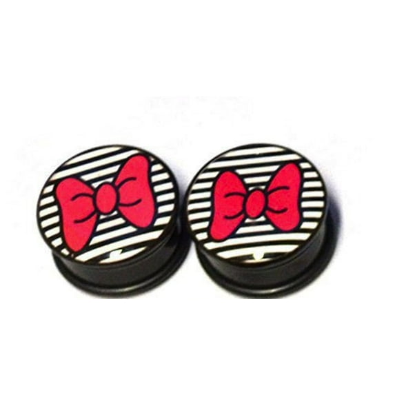Bowtie O-Ring Acrylic Gauges/Plugs 2G (6mm) 2 Piece (1 Pair) (B/50)