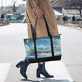 thumbnail image 4 of FORMRS Canvas Laptop Tote Bag for Women with 15.6" Computer Compartments Shoulder Handbag, Crystal Ocean, 4 of 7