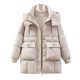 thumbnail image 2 of HongQid Women's Puffer Jacket with Hood Pockets Quilted Padded Full-zip Wind-Resistant Winter Coat, 2 of 9