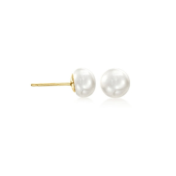 Ross-Simons 6-7mm Cultured Button Pearl Stud Earrings in 14kt Yellow Gold, Women's, Adult