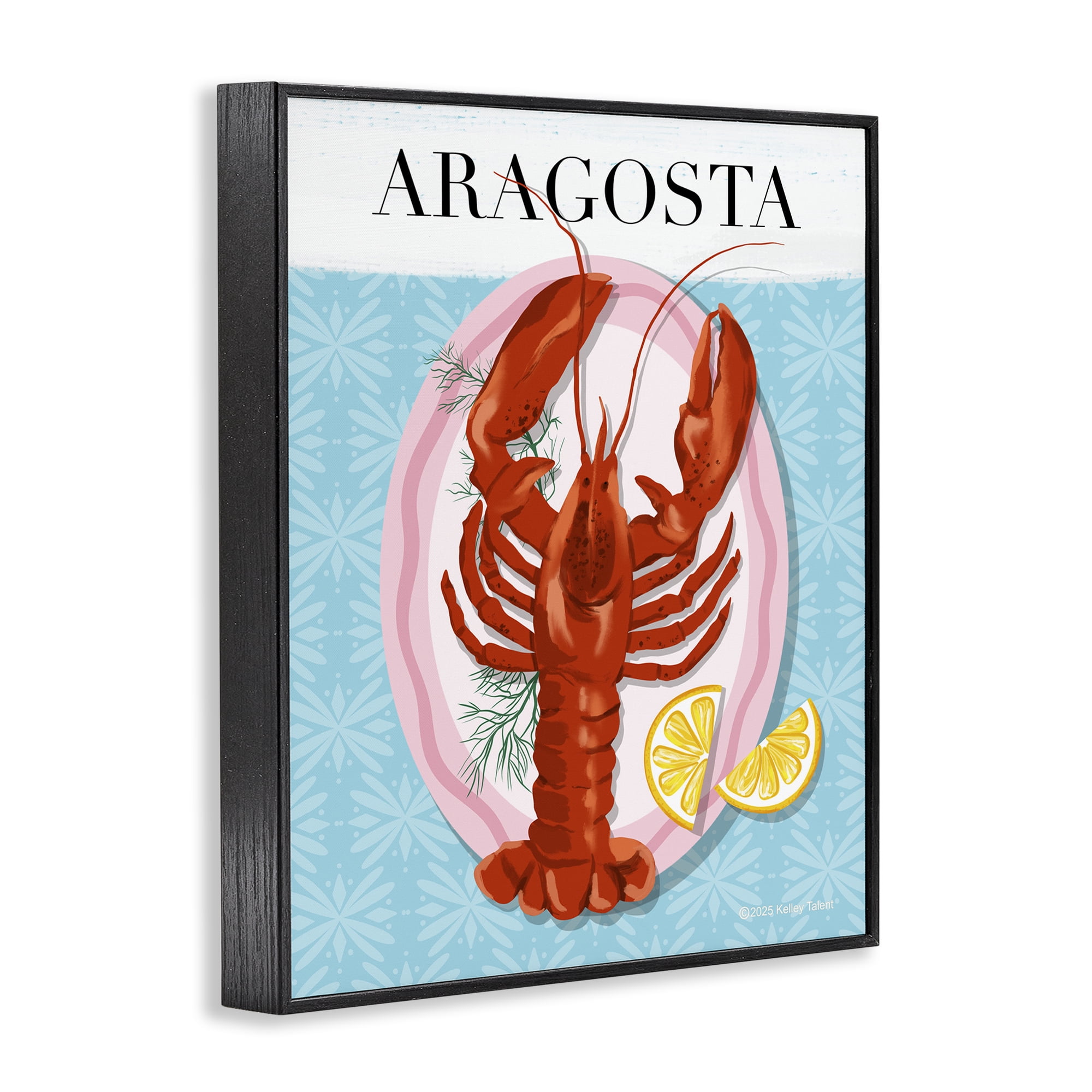 Stupell Industries Aragosta Lobster Dish Black Framed Giclee Art, design by Kelley Talent