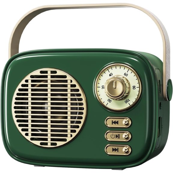 Retro Bluetooth Speaker, Portable Wireless Bluetooth Speaker, Small Wireless Bluetooth Speaker, Old Fashion Style for Office Kitchen Desk Bedroom Outdoor and Gift, Support USB/TF Card/AUX (Green)