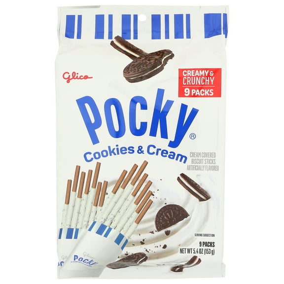 Glico Pocky Cookies & Cream Biscuit Sticks, 5.4 Oz, 9 Pack