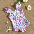 thumbnail image 7 of Rggeeun Children Girls Bathing Suitsleeveless O-Neck Cute Cartoon Printed Bathing With Bikini Style Swimming Fit,Purple,6-7 Years, 7 of 7