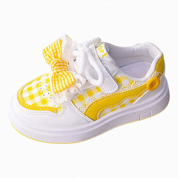 Sopiago Sneakers Girls Breathable Sneakers Athletic Running Jogging Walking Shoes Girls Running Sneakers Yellow,13.5