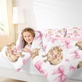 thumbnail image 3 of Erosebridal Ribbon Capybara Kid Bedding Comforter Set, Princess Bow Queen Bedding Sets, Pink Reversible, 7 Pieces, 3 of 7
