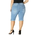 thumbnail image 3 of Agnes Orinda Women's Plus Size Rolled Hem Mid-Rise Knee Length Skinny Denim Jeans, 3 of 6