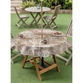 thumbnail image 4 of Outdoor Tablecloths with Umbrella Hole & Zipper, Brown Coastal Round Tablecloth 54 Inch, Summer Beach Nautical Starfish Coral Vintage Waterproof Table Cloth, Patio/Pool/Picnic Table Covers, 4 of 8