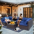 thumbnail image 3 of AstrPthylx 7-Piece Patio Sectional Set with Coffee Table, All-Weather Outdoor PE Rattan L-Shaped Sofa & Cushions for Garden, Backyard (Blue), 3 of 6