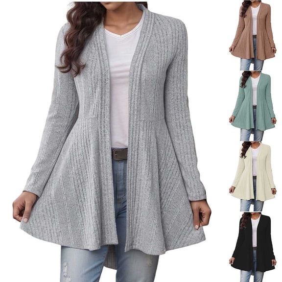Women's Solid Color Long Sleeve Cardigan Coat for Spring and Fall Comfortable Loose Fit Tops Blazers Outerwear Casual Daily Wear Work Office Travel Fashion Essential Gift for Women