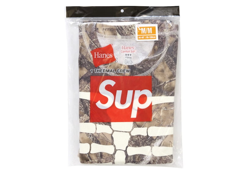 Supreme Men's Hanes Bones Thermal Crew 1 Pack Woodland Camo, from