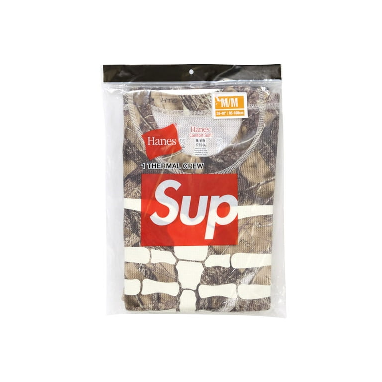 Supreme Men's Hanes Bones Thermal Crew 1 Pack Woodland Camo, from