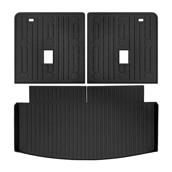 Ikon Motorsports Trunk Mat & Backrest Mats Compatible With 2020-2025 Ford Explorer, Black 3D Molded Car Carpets Liner Protection TPE