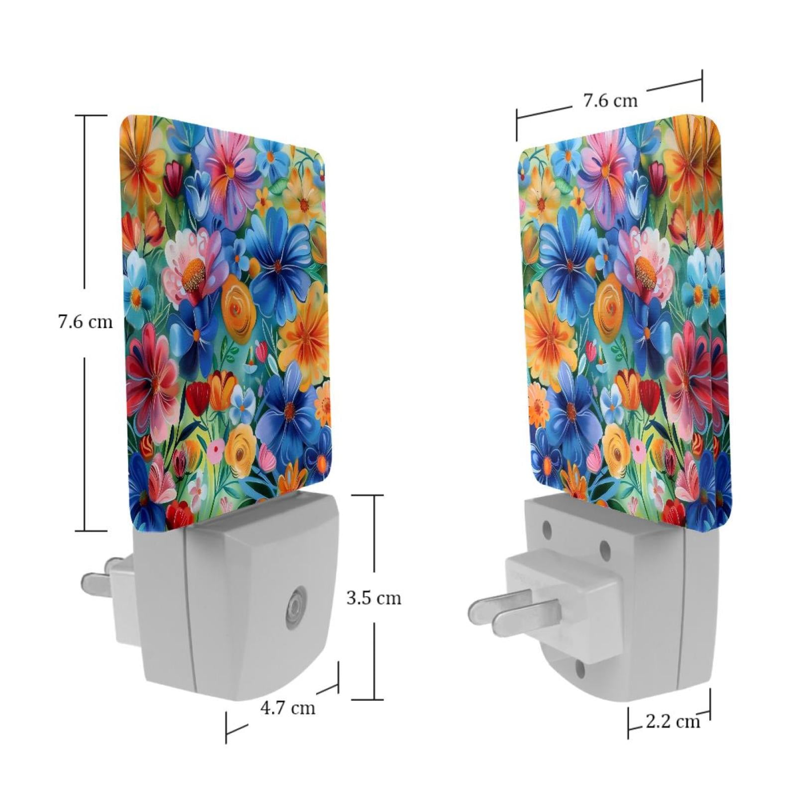 PhooArto Spring Colorful Floral Painting Plug in LED Night Light Auto Sensor Dusk to Dawn Decorative Night for Bedroom, Bathroom, Kitchen, Hallway, Stairs, Baby's Room, Energy Saving
