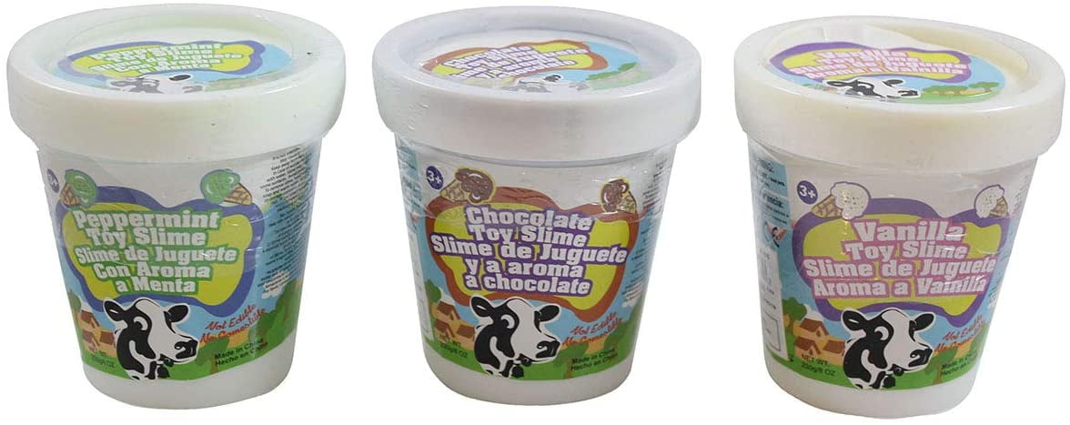 3 Ice Cream Container Slime - Stretchy, Gooey, Drippy Slime - Putty - Goo